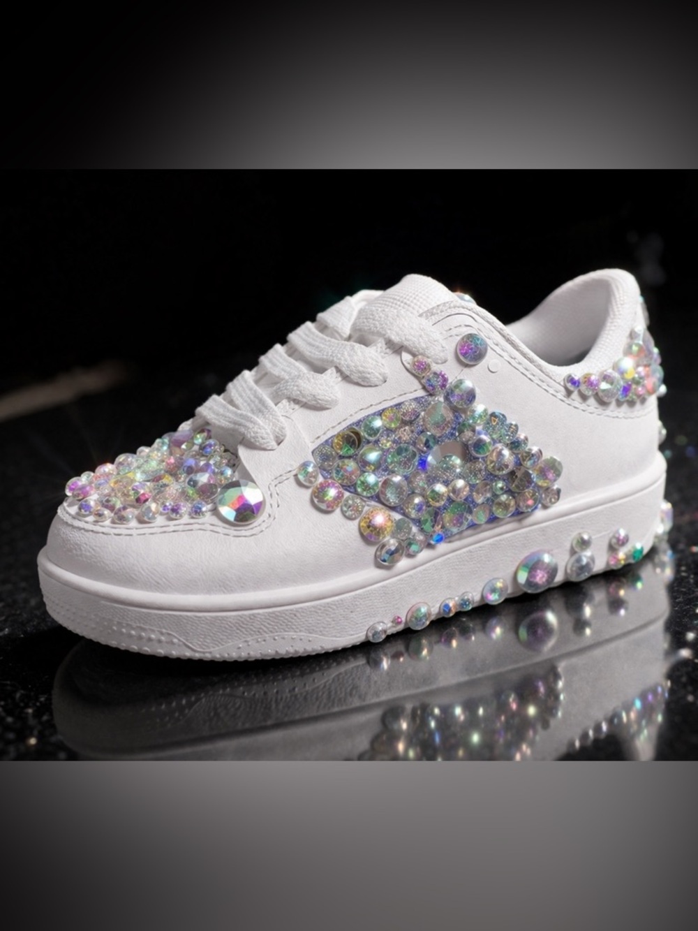 Custom Bling Kids Sneakers Rhinestone Shoes Size 9/10 Handmade Sparkle Princess